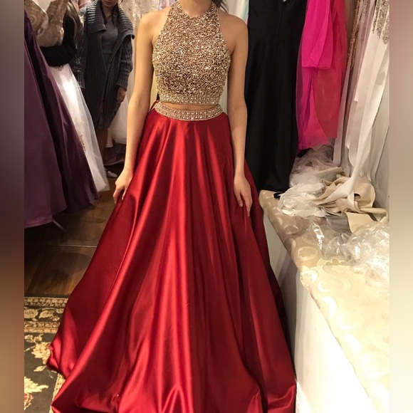 2 piece Prom Dress custom made halter neck + backless - Picture 4 of 6